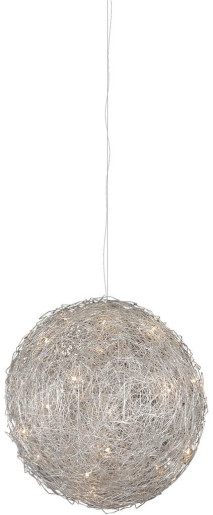 Wire Big Ball 40 - Pendul argintiu rotund cu 8 surse de lumină